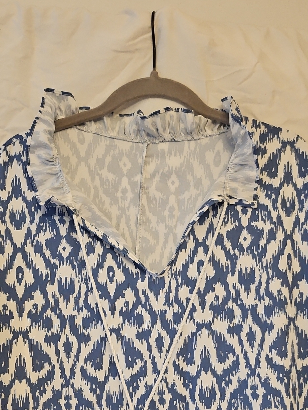 XL Blue & White Ikat Maxi Dress - Picture 2 of 3